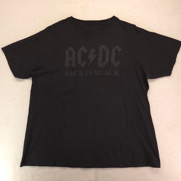 ACDC Back In Black Band Crew Neck Short Sleeve Graphic T Shirt Mens Size L Black - Picture 2 of 9